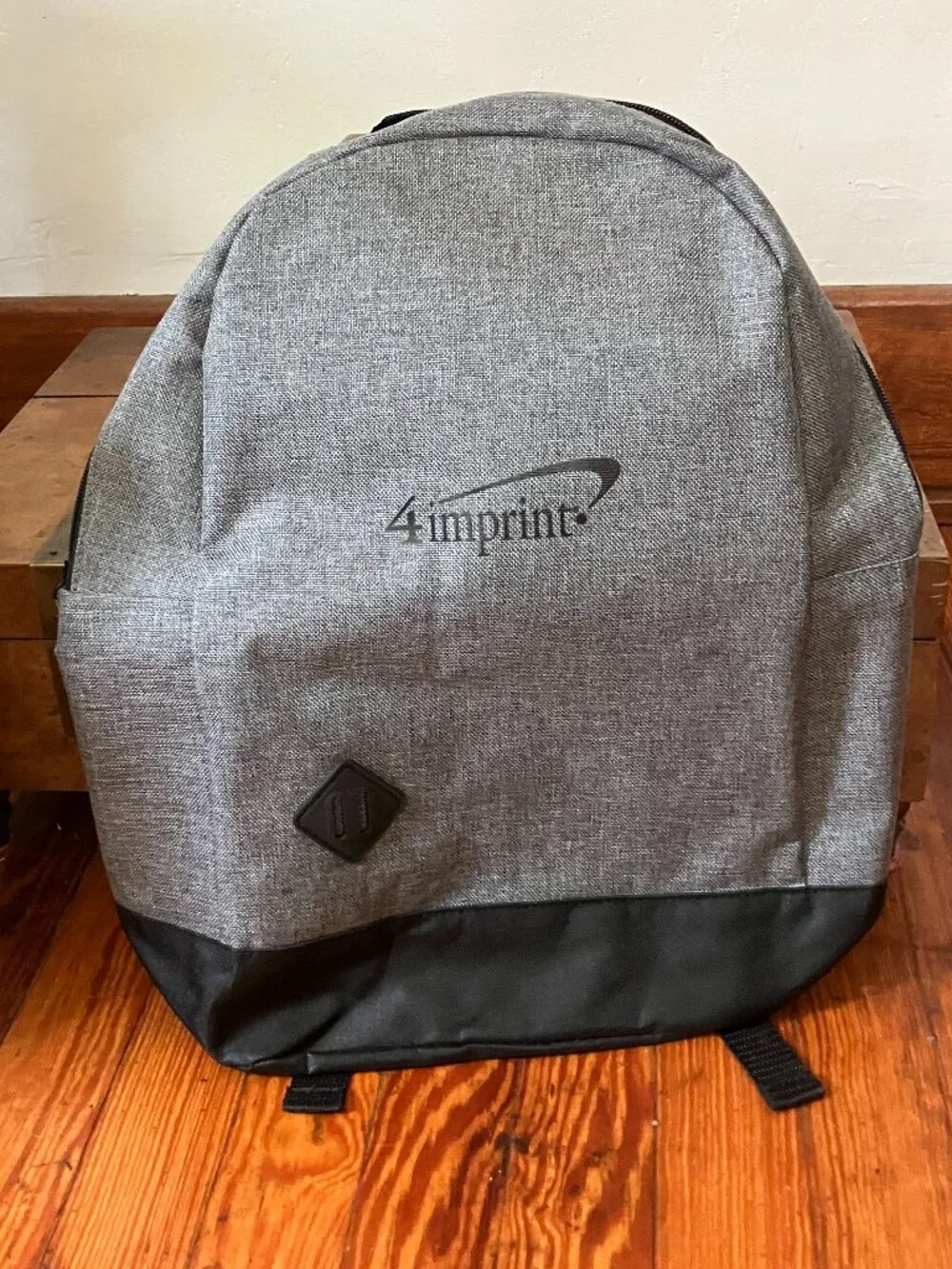 NEW 4imprint Gray Heather Backpack Laptop School Travel Book Bag Black Accent
